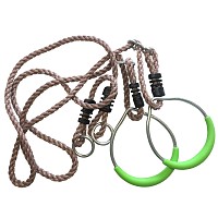 Gymnastic rings with rope metal, green