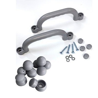 Climbing frame set - handles and 10-piece cover caps, gray