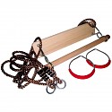 Gymnastics equipment set, swing seat, gymnastic rings and wooden trapeze