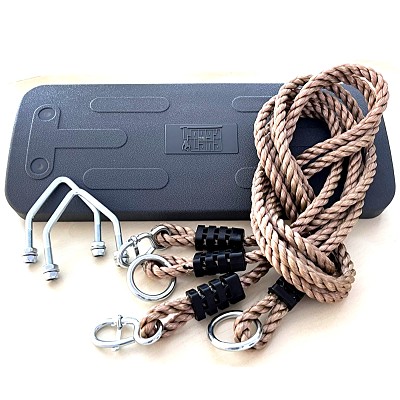 Rubber swing seat reinforced with rope