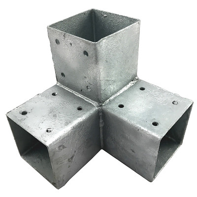 Wood connector square 3-way 90x90cm 2mm hot-dip galvanized
