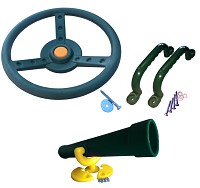 Climbing frame set steering wheel, telescope and handles green