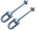 Set of 2 swing hooks type D - bolt length 140 mm