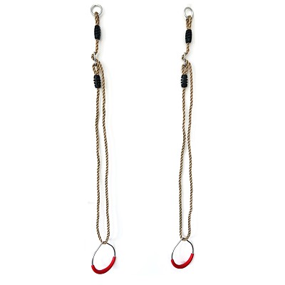 Metal gymnastic rings with rope red