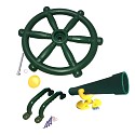 Play tower set pirate steering wheel, telescope and handles green