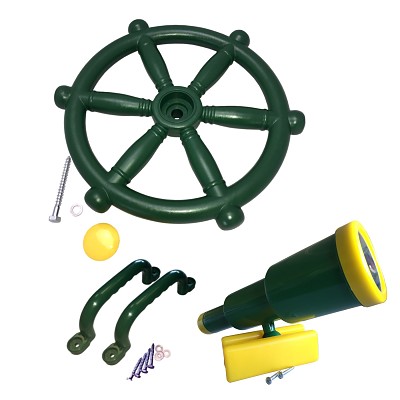 Climbing frame set steering wheel, telescope and handles green