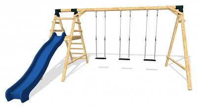 Playground Set - 3 Swings with Slide MAXIMUM